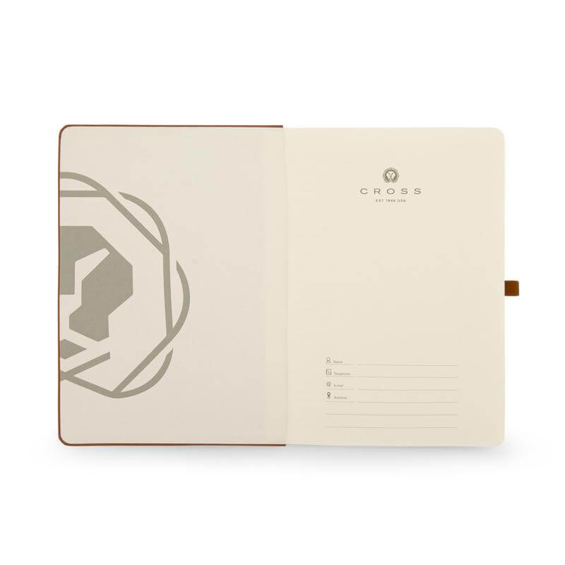  CROSS HARDCOVER A5 NOTEBOOK + PEN + LEATHER CARD HOLDER  - MOCHA 
