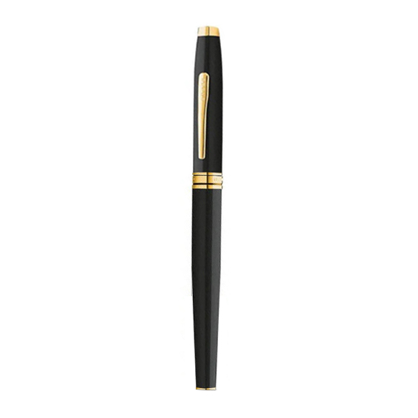 Coventry Classic Black Lacquer with Gold Tone Appointments Rollerball Pen (Blue Ink) 