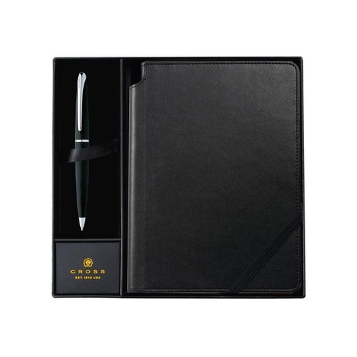 [GSCR 5001] Cross ATX® Basalt Black Ballpoint Pen with Classic Black Journal Gift Set
